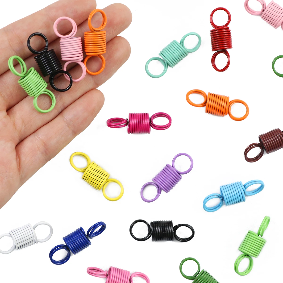 

5 ~ 20 шт. красочный пружинный зажим-карабин, брелок для игрушек, ручная бирка/коннектор для бижутерии, искусственные украшения