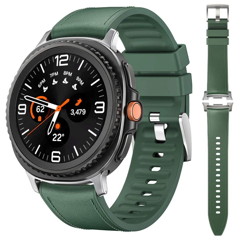 Premium Silicone & Leather Watch Strap - Elegant No-Gap Design Bracelet Accessory