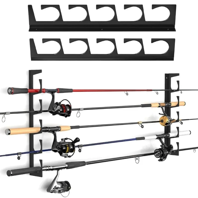 5-Rod Fishing Rod Holder Wall Ceiling Storage Rack Horizontal Rod Stand For Garage Cabin Basement Fishing Accessory fishing rod holder