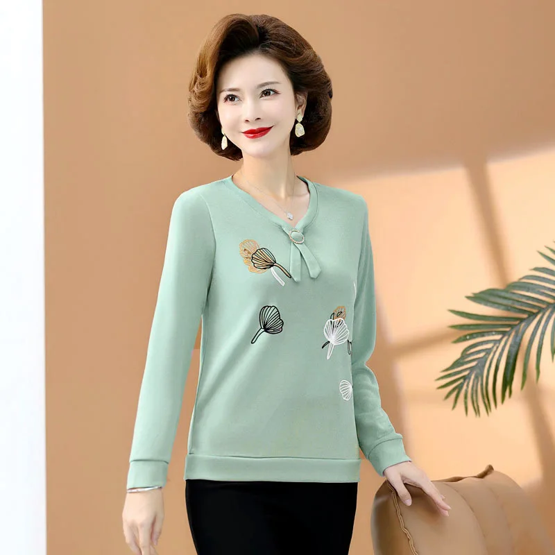 

Women Solid Long Sleeve Bottom Knitted T-shirt Spring Fall Clothing Mujer Tee Tops Casual Pullover Mother Clothes