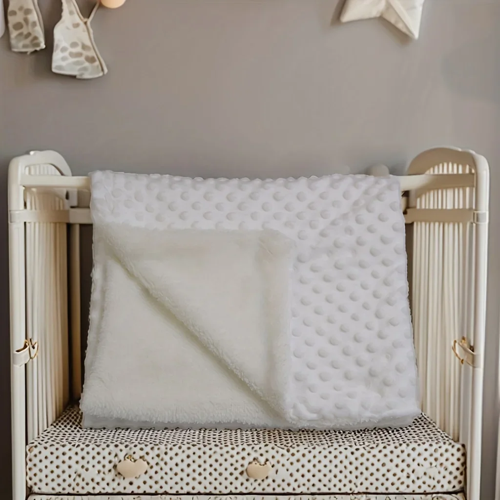 75*100cm Newborn Baby Soft Minky Dot Blanket Soft 3D Dotted Solid Color Winter Warm Velvet Stroller Blanket Covers for Kids 3