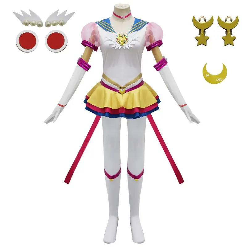 

Anime Tsukino Usagi Cosplay Costume Princess Serenity Sailor Suit Theater Edition Eternal Combat Dresses And Accessories