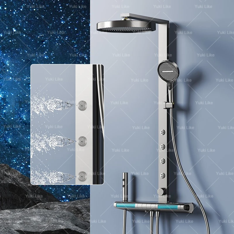 Digital Smart Bathroom Shower Set for Spa Waist Spray Shower System Faucets Rainfall Piano Bath Shower Set Apartment