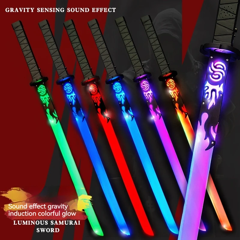 

82.5cm Long Samurai Light Sword Flash Stick Seven Color Flash Combat Sound Effect Laser Sword Toy Children's Gift Outdoor Toy