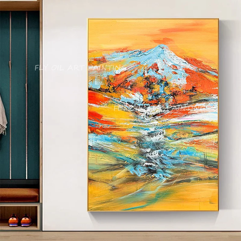 

Handmade colorful thick knife landscape artwork picture oil painting porch aisle for living room artwork gift unframe