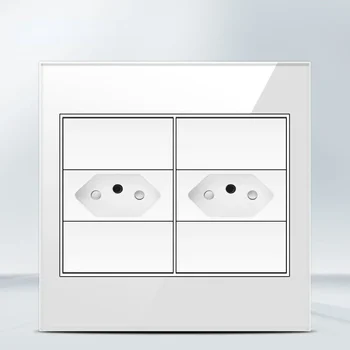 Melery 4x4เต้าเสียบหน้าจอโทรศัพท์ทนไฟ20A บราซิลมาตรฐาน USB คู่ชนิด C สวิทช์ช่องไฟไฟติดผนังสำนักงานสีขาวบ้าน 16