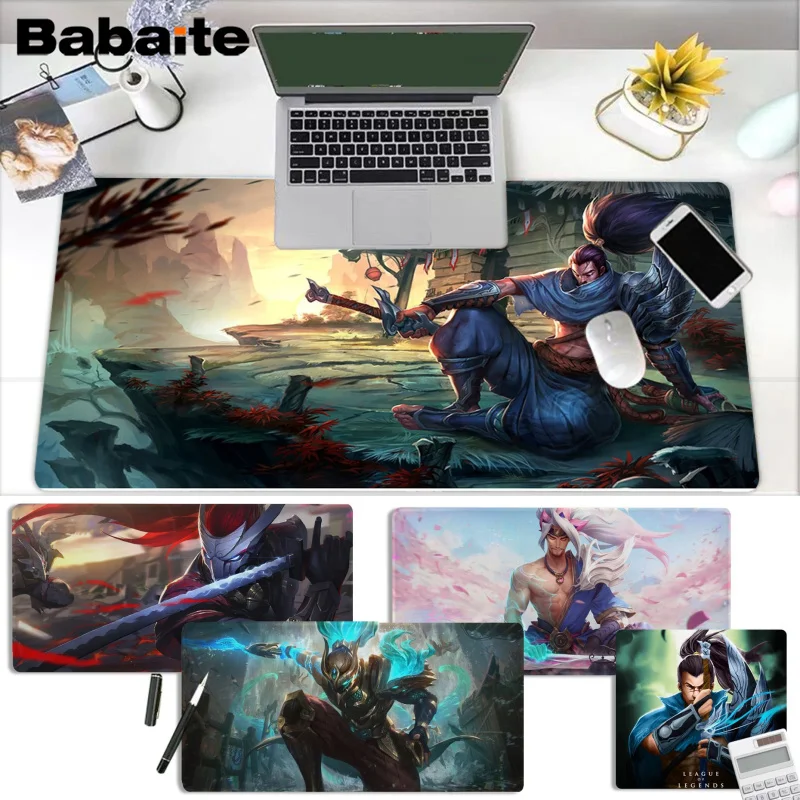 

League of Legends Yasuo Mousepad girl pad Keyboards Mat Rubber Gaming Desk Mat Size for large Edge Locking Game Keyboard Pad