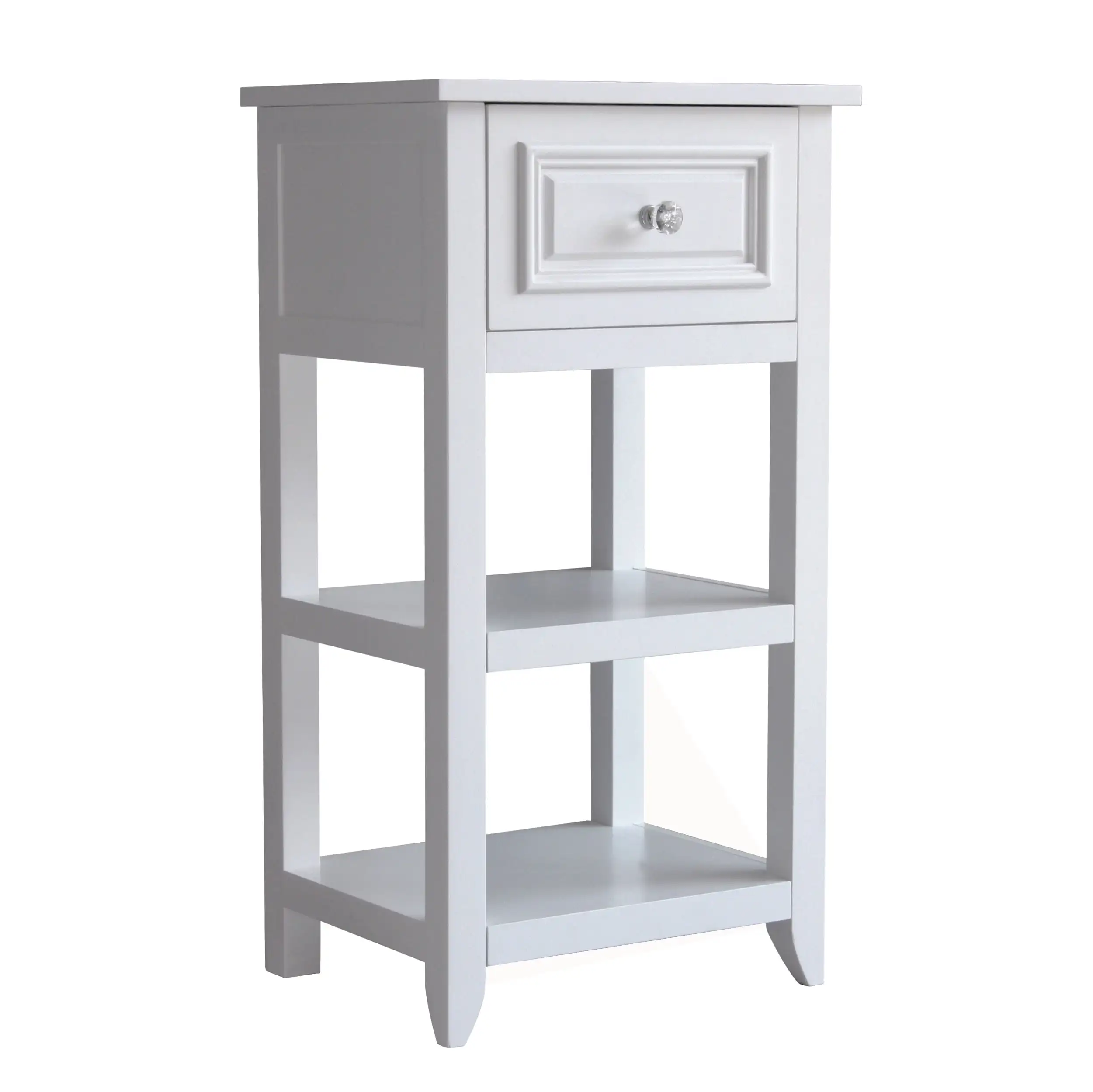 

Teamson Home Dawson Wooden Floor Cabinet with Cross Molding and Drawer, White