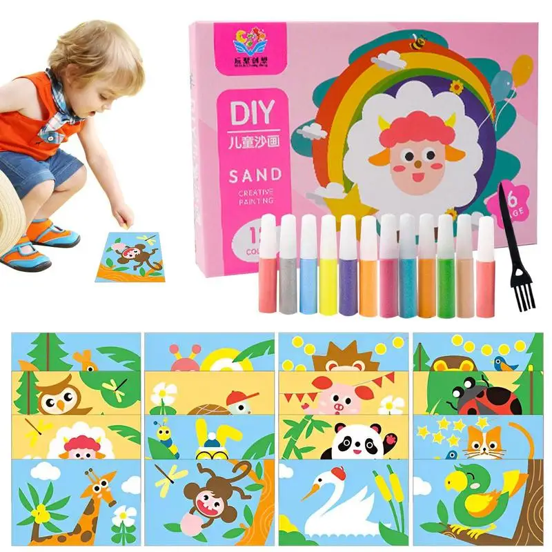 

Creative DIY Sand Painting Kids Montessori Toys Children Crafts Colour Sand Art Pictures Drawing Paper Educational Toys