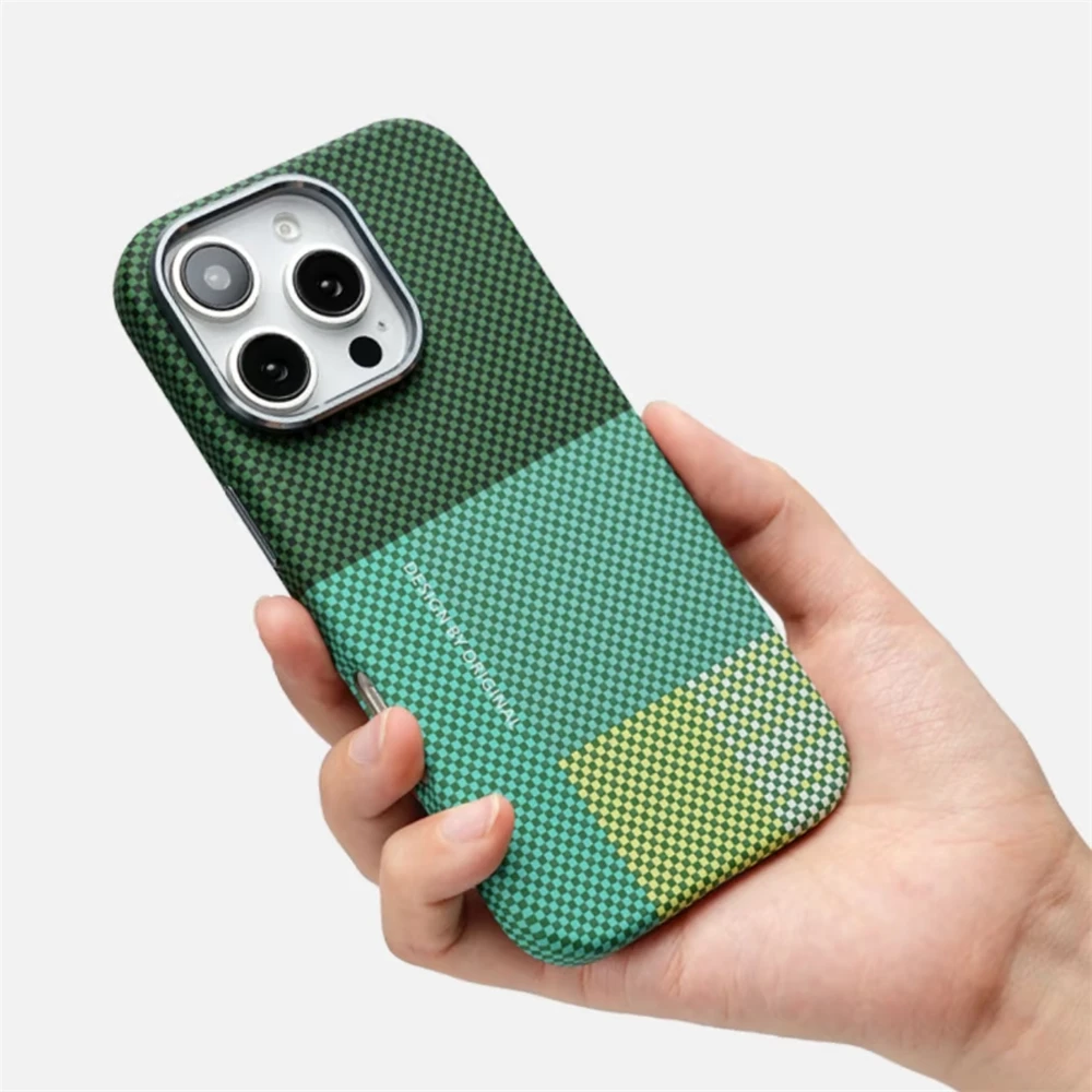 Ultra Thin Carbon Fiber Relief Texture MagSafe Case with Alloy Lens - Supports Wireless Charging