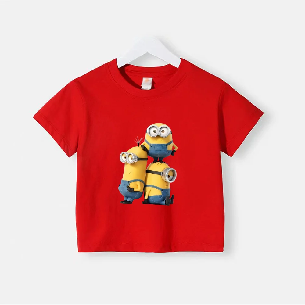 thumbnail image 1 of Camiseta de verano 100 % algodón para adolescentes, camisetas para niños con estampado sencillo de Minions de dibujos animados, camisetas de cuello redondo para bebés, ropa de manga corta para niños y, 1 of 5