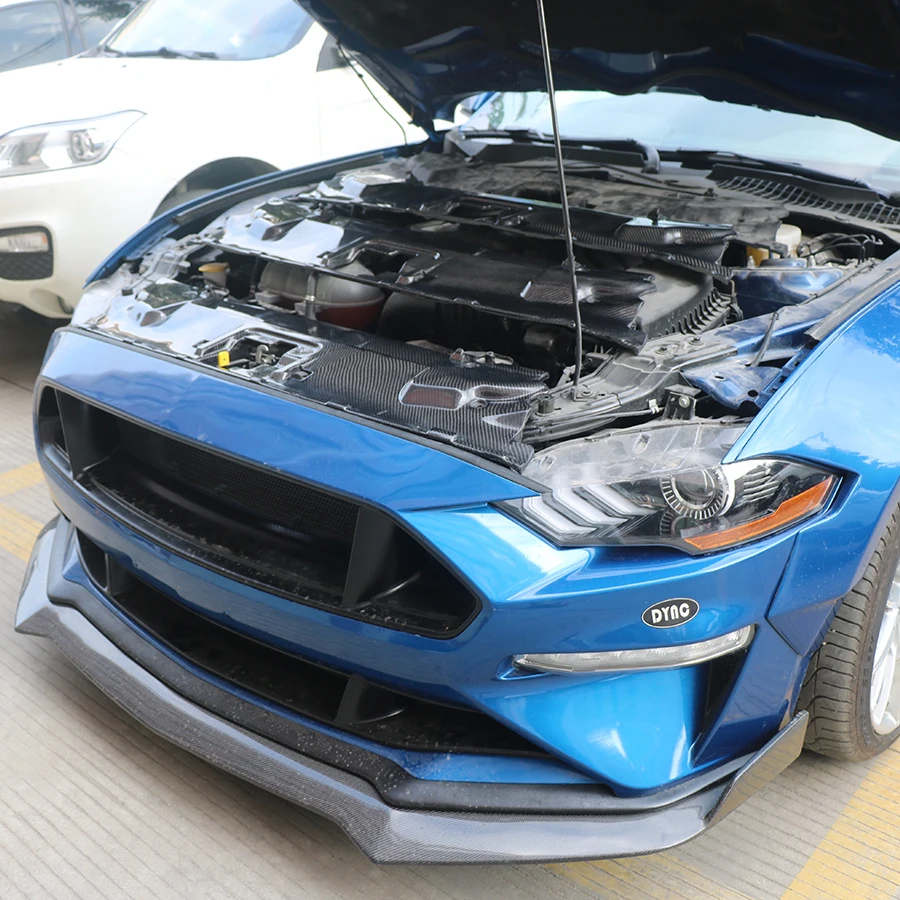 Carbon Fiber Engine Compartment Cooling Plate For Ford Mustang 2.3T 5.0 2015- Replace Water Tank Radiator Cover Accessories