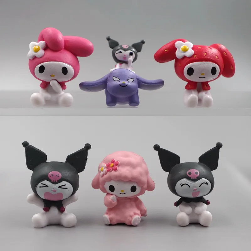 

6 шт./компл. Sanrio аниме Kuromi My Melody Мультяшные Фигурки Симпатичные DIY материал игрушки мини-строительные украшения подарки на день рождения детей