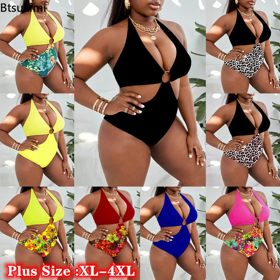 

Plus Size 4XL Swimsuits for Fat Ladies Printted Sexy One Piece Swimsuit Women Holiday Beachwear Bathing Suit Women Bikinis 2023