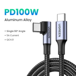 UGREEN 100W USB - C Fast Charging Cable - 2m (100W Single Angle)