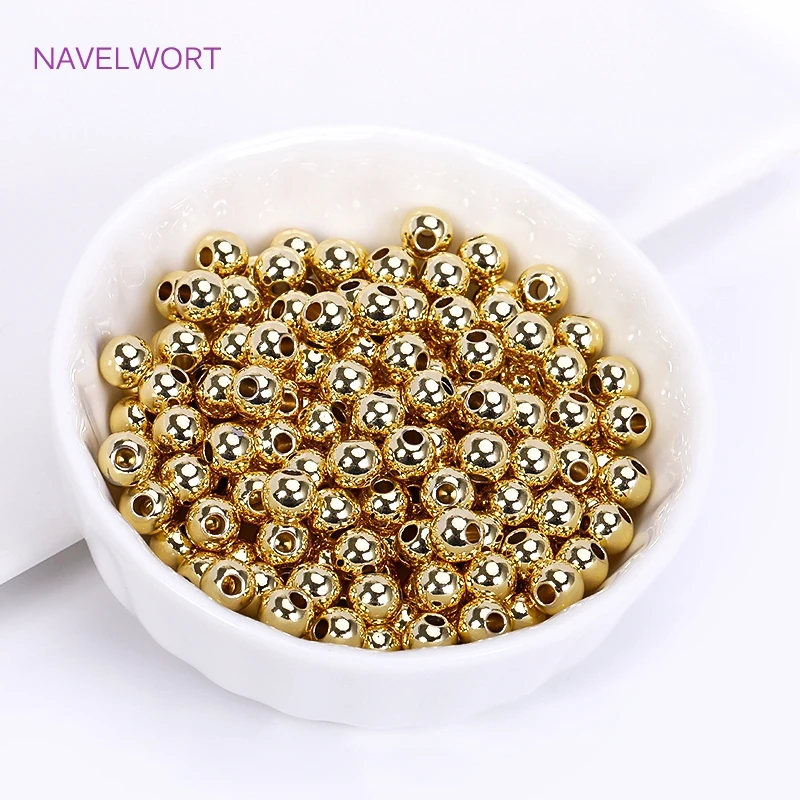 2/2,5/3/4/5/6 mm Messing runde Distanzperlen, 18 Karat vergoldete lose Perlen für Armbandherstellung, Zubehör für Schmuck – Detail 19