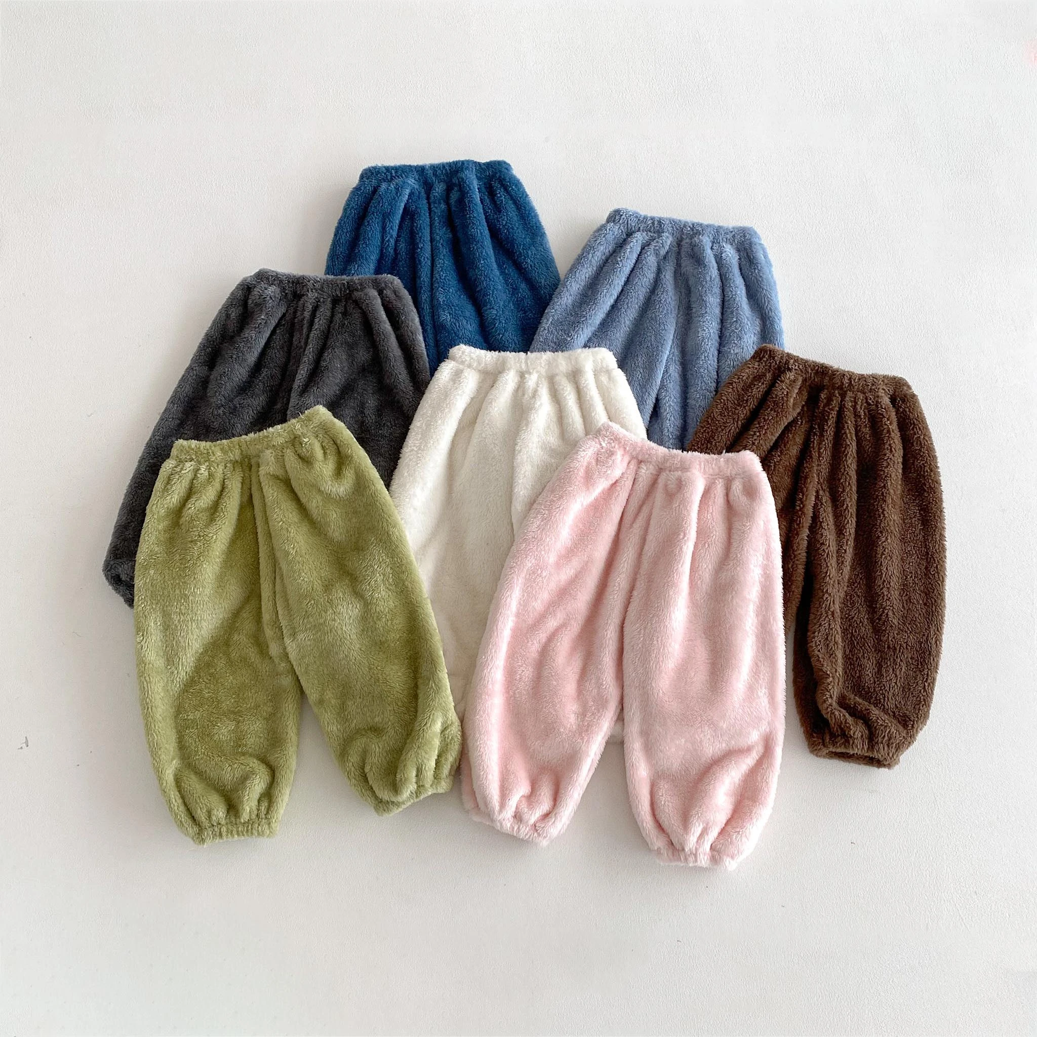 طفل الكورية نمط العصرية أفخم السراويل الشتاء الدافئة الصوف السراويل للجنسين بنين بنات موضة ملابس منزلية غير رسمية في الهواء الطلق بانت شعبية