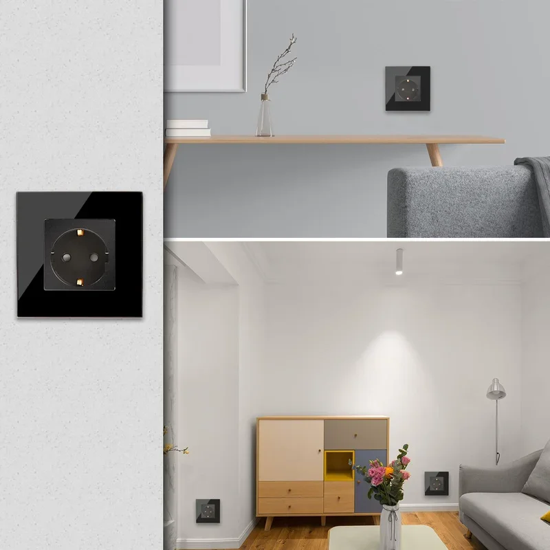 Bingoelec EU Standard Black Sockets and Switches with Crystal Glass Panel Sensor Switch with Socket Home Improvement 3 Bingoelec EU Standard Black Sockets and Switches with Crystal Glass Panel Sensor Switch with Socket Home Improvement - Image 3