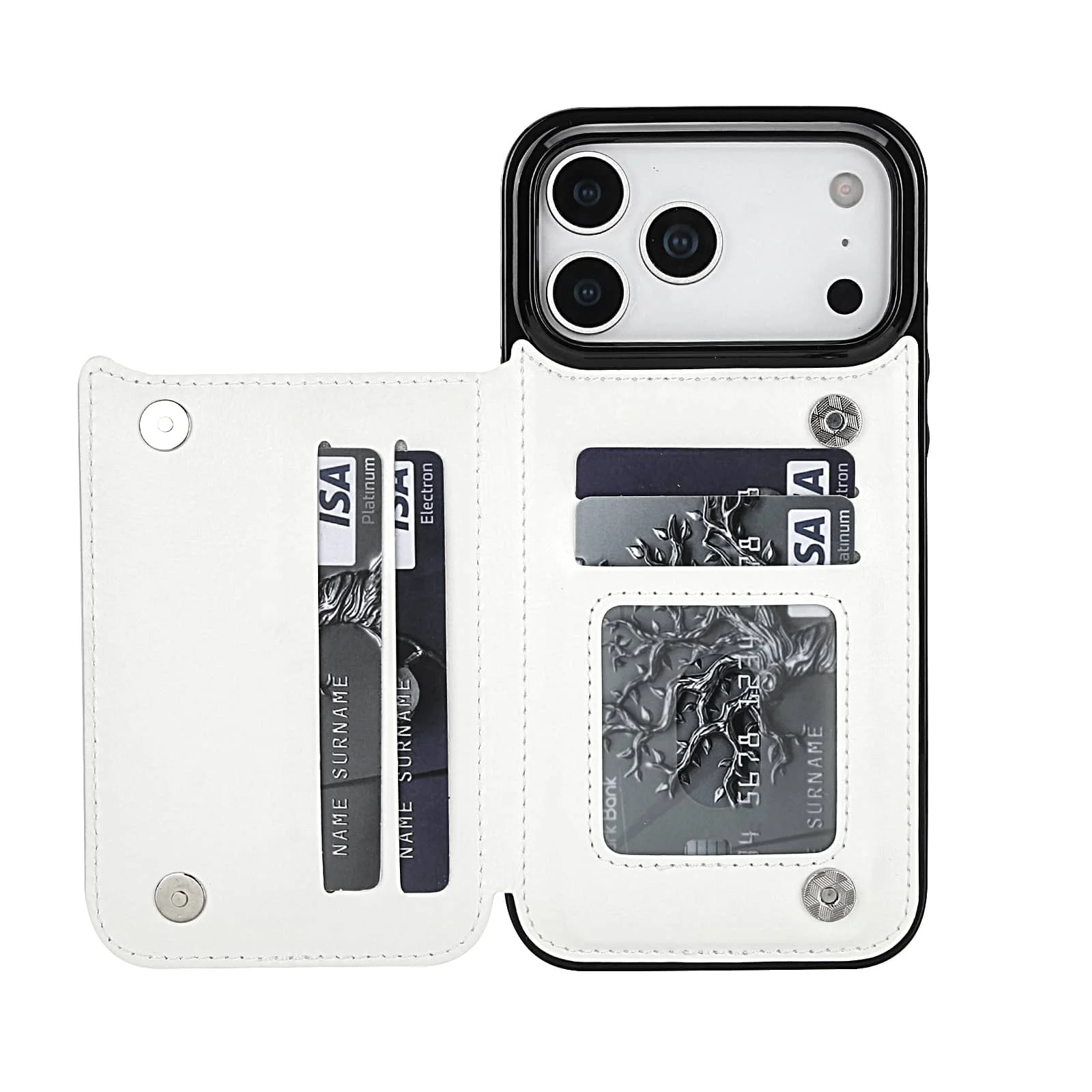 Premium Sleek Leather Wallet Phone Case with Kickstand and Card Slots - Shockproof Protection Cover