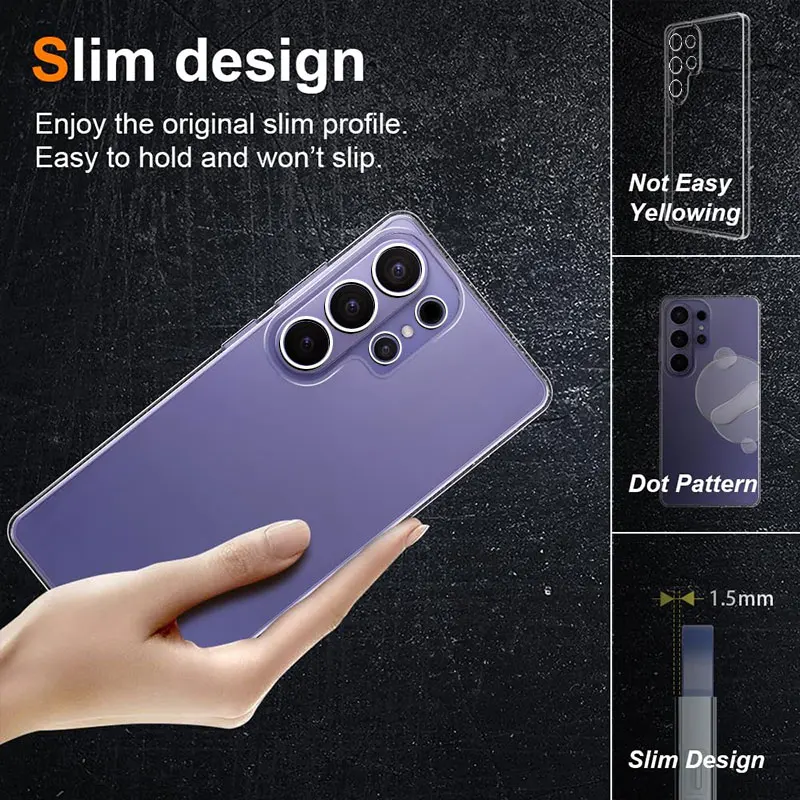 Transparent TPU Phone Case with Slim Clear Back Cover
