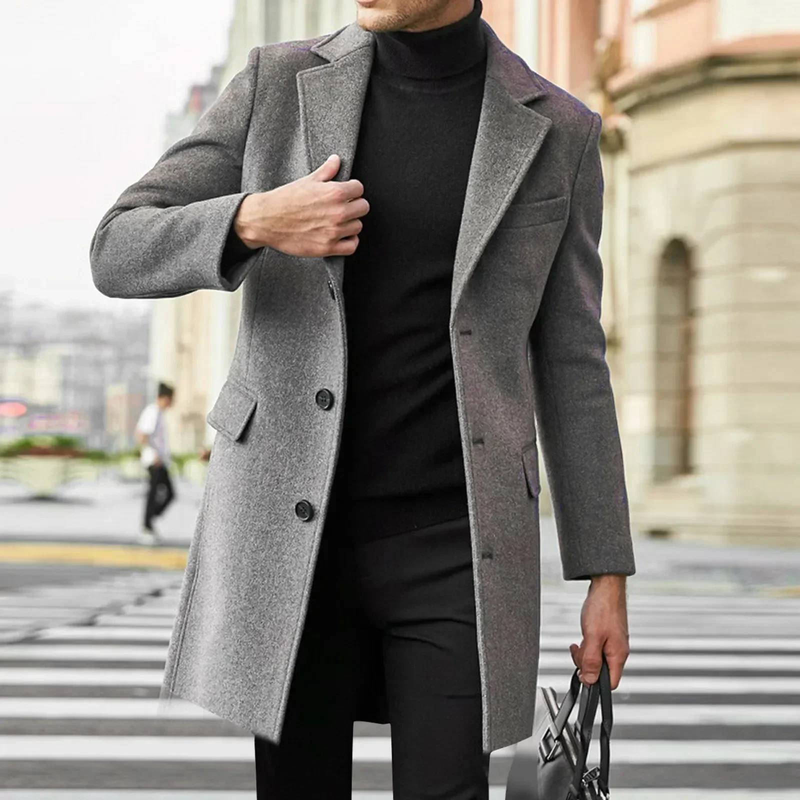 Winter Coat Lapel Collar Padded Jacket Vintage Thicken Coat Sheepskin Jacket Men Warm Topcoat Mens Long Sleeve Fleece Plus Size 3