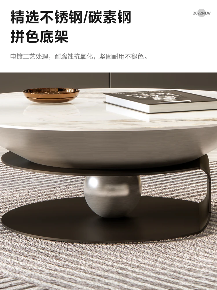 Italian round coffee table combination stainless steel living room light extravagance modern minimalist designer style