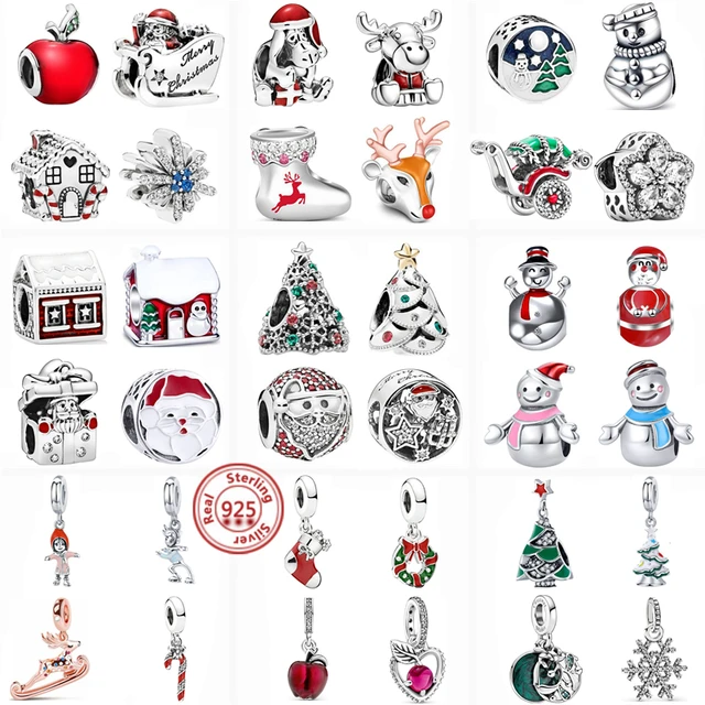 TCHYUN Christmas Charms for Bracelets XMAS Tree Snowman Snowflake Reindeer  Santa Claus Holiday Season Jewelry Gift for Pandora Bracelets