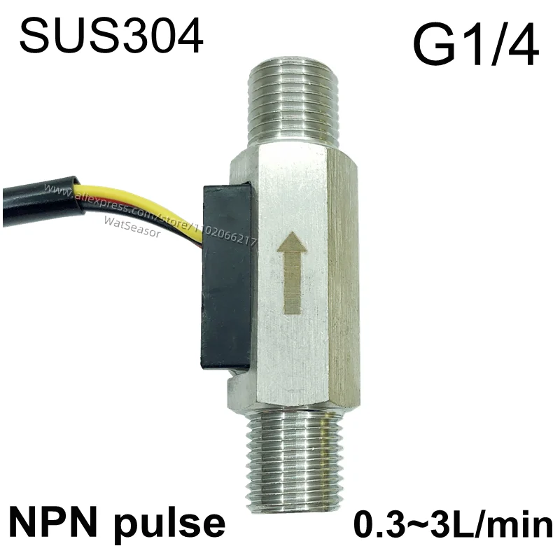 DC3.0-18V Water Flow SensorFlowmeter Brass SUS Hall Flow Sensor Liquid 0.3-3L/min 1.5MPa Sensor For arduino NPN pulse