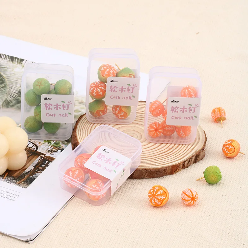 6/8pcs Orange Cork Nails Picture Thumbtack Cork Board Push Pins Notices Push Nails Kindergarten Hooks Large Head Wall Pin