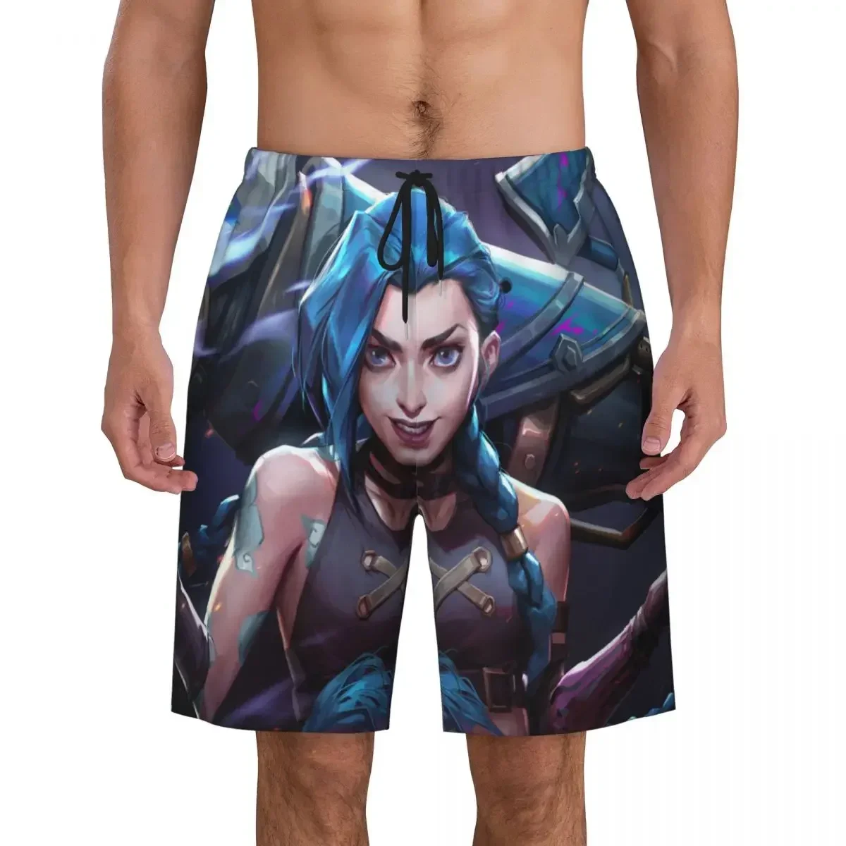 Jinx Monkey Graffiti Print Men Swim Trunks Quick Dry Swimwear Beach Board Shorts League Battle Game Legends Arcane Boardshorts 5