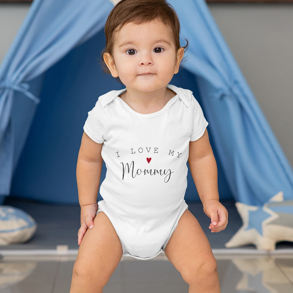 

I Love My Mommy Baby Boy Girl Clothes Bodysuits 2023 Fashion Harajuku Newborn Onesie Short Sleeve Summer Toddler Romper Dropship