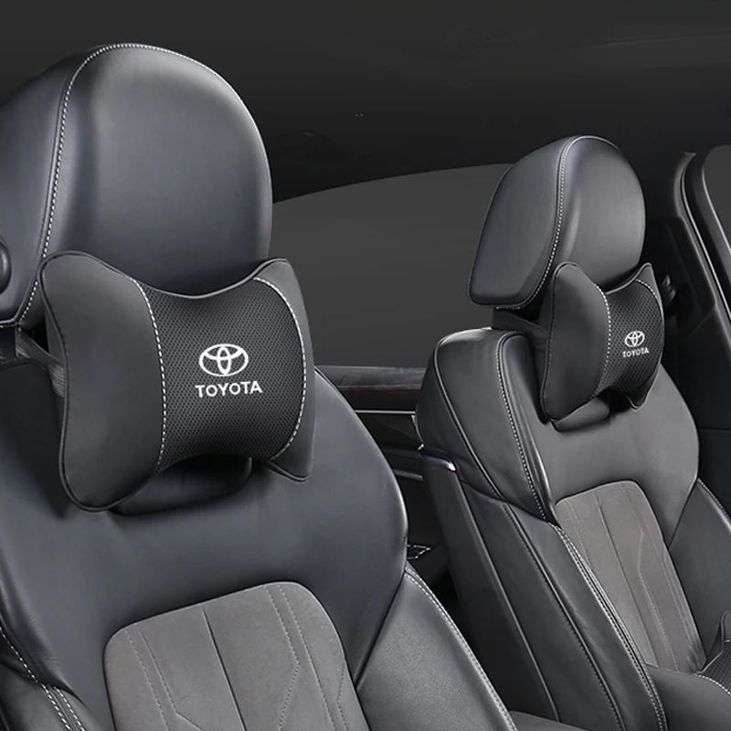 자동차 시트 머리 받침 자동차 로고 목 베개, 도요타 캠리 오리스 코롤라 야리스 아이고 RAV4 프리우스 CHR 힐럭스 어벤시스 랜드 크루저용, 1 개