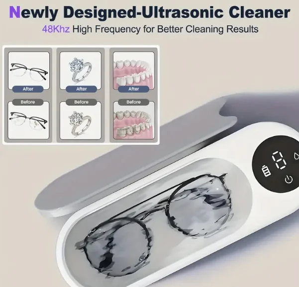 1 Glasses Cleaner - Portable USB Charging Vibration Deep Cleaning Glasses and Jewelry Cleaning Machine, Suitable for Glasses,