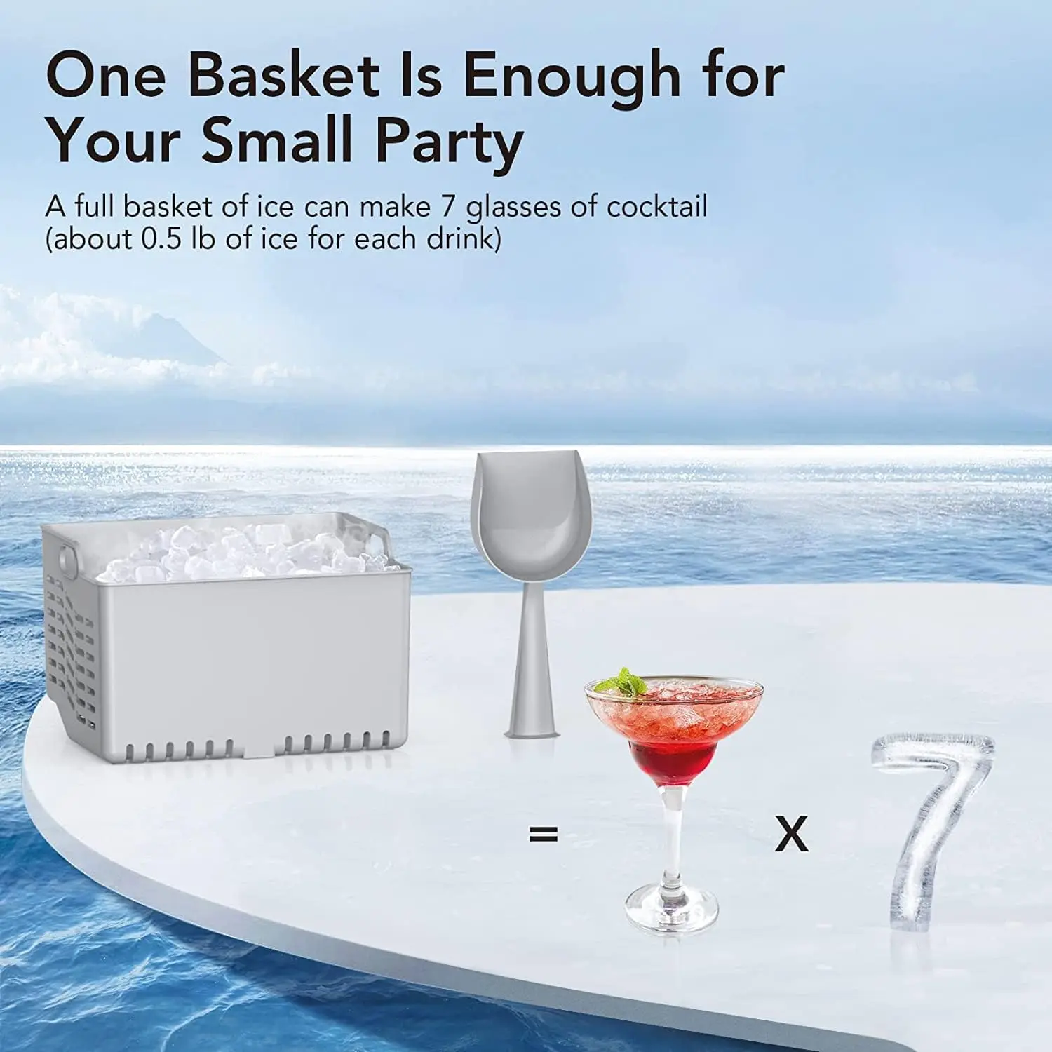 Ice Maker Countertop with Bullet Ice&Ice Scoop, 10,000pcs/26Lbs/Day, 45lb Quiet Design and Self-Cleaning Stainless Steel Kitchen