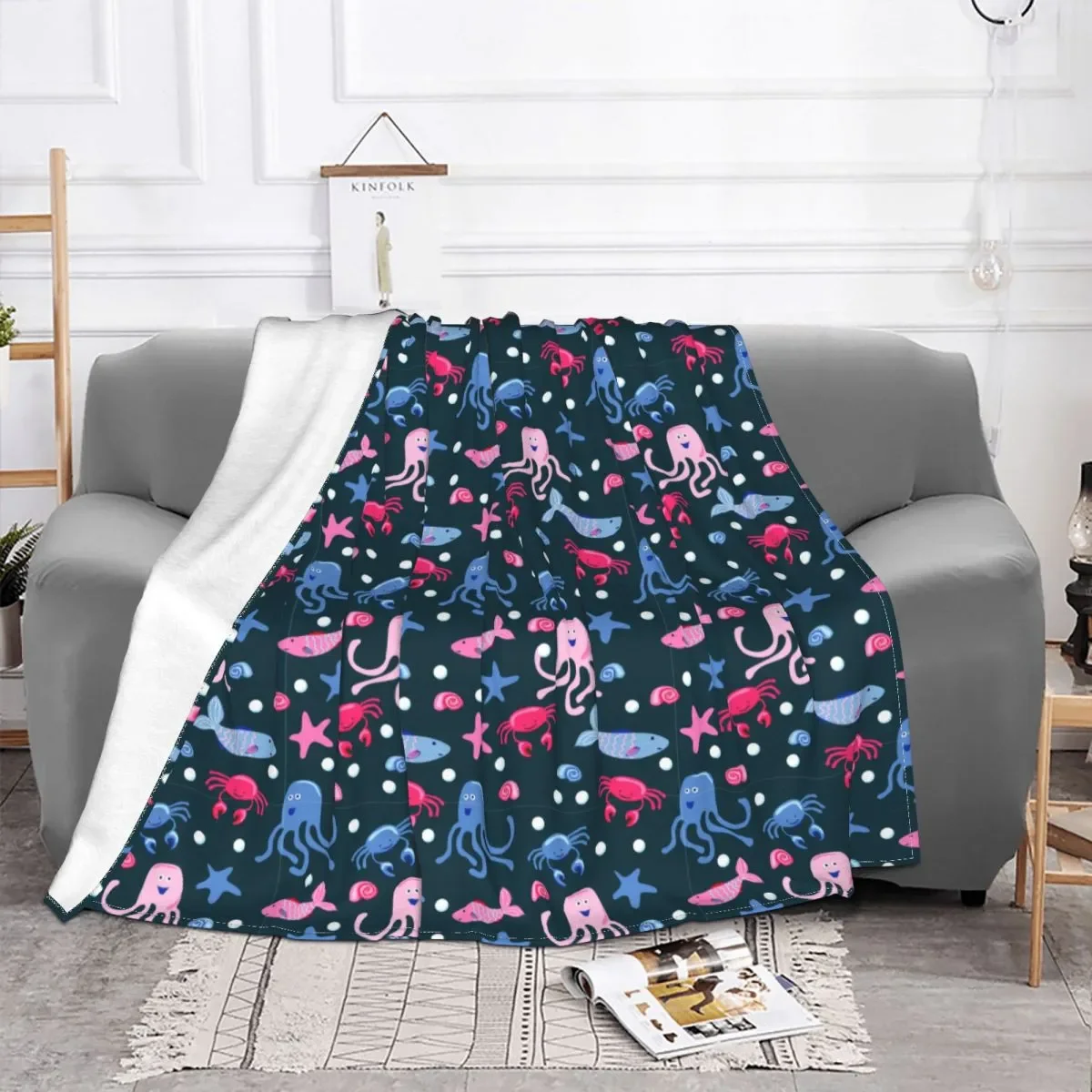 

Одеяло-осьминог, Фланелевое всесезонное портативное мягкое покрывало для дивана, постельное белье