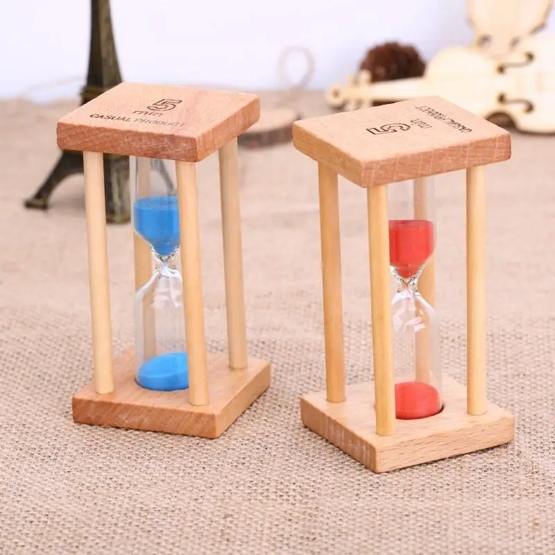 1-5 Min Wooden Hourglass Timer Creative Home Living Room Desktop Decoration Children Sandglass Birthday Gift Portable Sand Clock 3