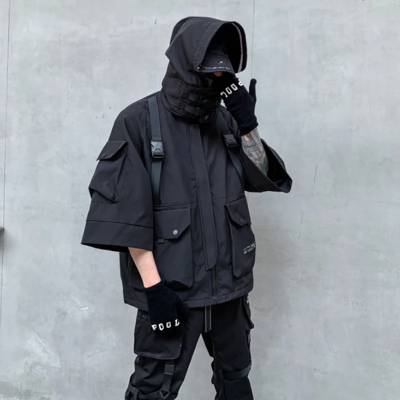 2022 Autumn Winter Hip Hop Techwear Cargo Jacket Men's