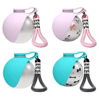 285ML Leak-Proof Feeder Dogs Bottle,Portable Dog Drinker 2-in-1 Stainless Steel Silicon Lightweight Travel Pet Supplies 1