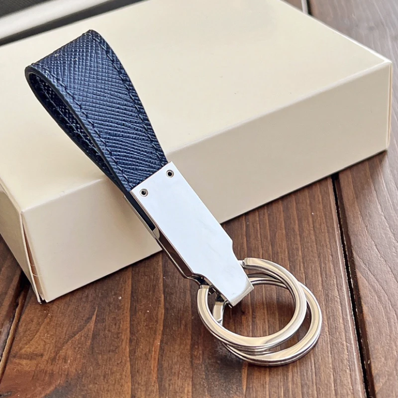 LJ2 Key Chain MB Keychain Made Of Imported Calf Blue Red Black Leather 316 Stainless Steel Removable Double Ring