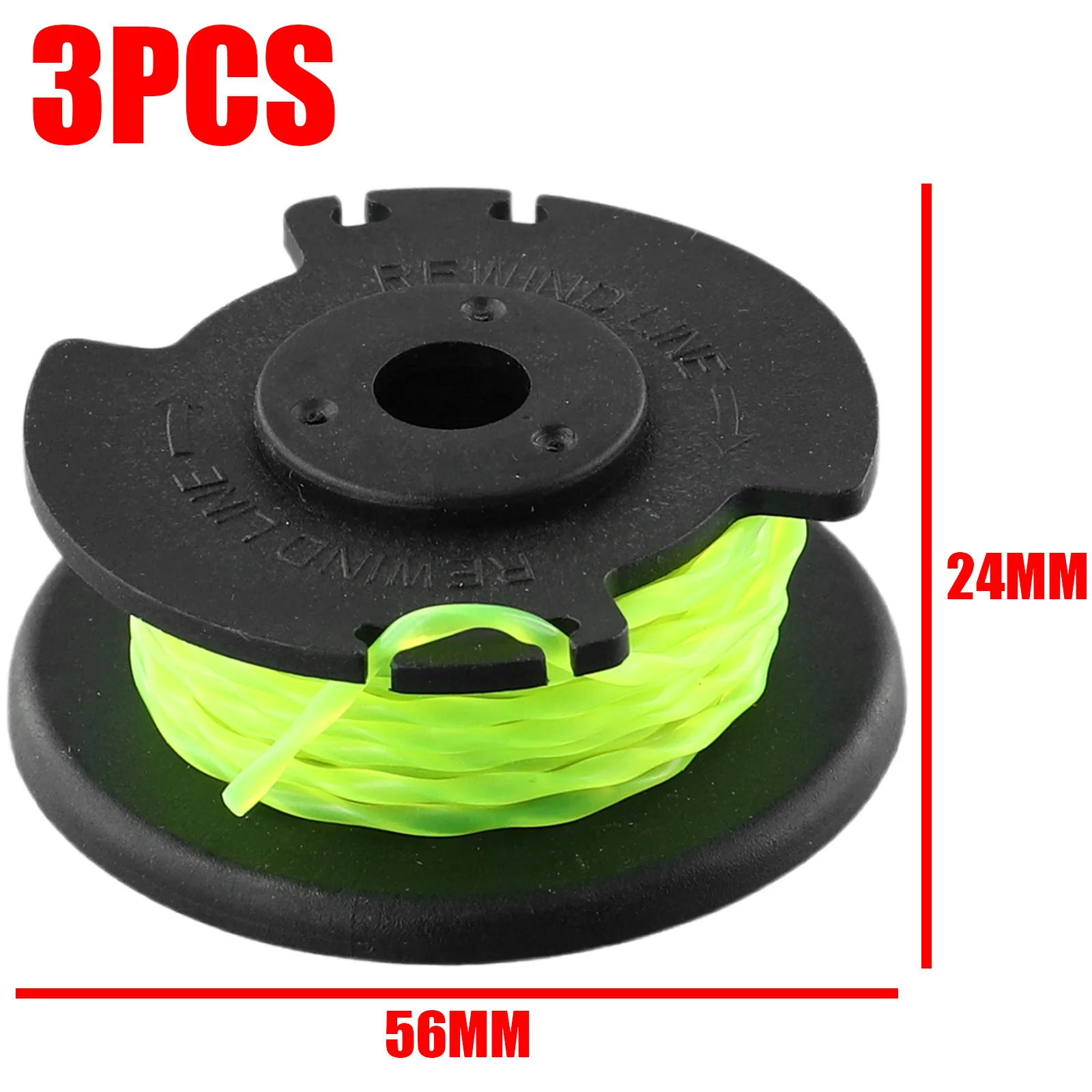 

Black + Fluorescent Green Spool Line Replacement 3 Pcs Garden Power Tool Parts Grass Trimmer Spools High Quality New