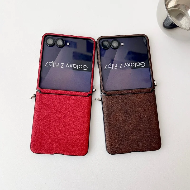 Luxury Shockproof Leather Phone Case with Side Buckle Lanyard