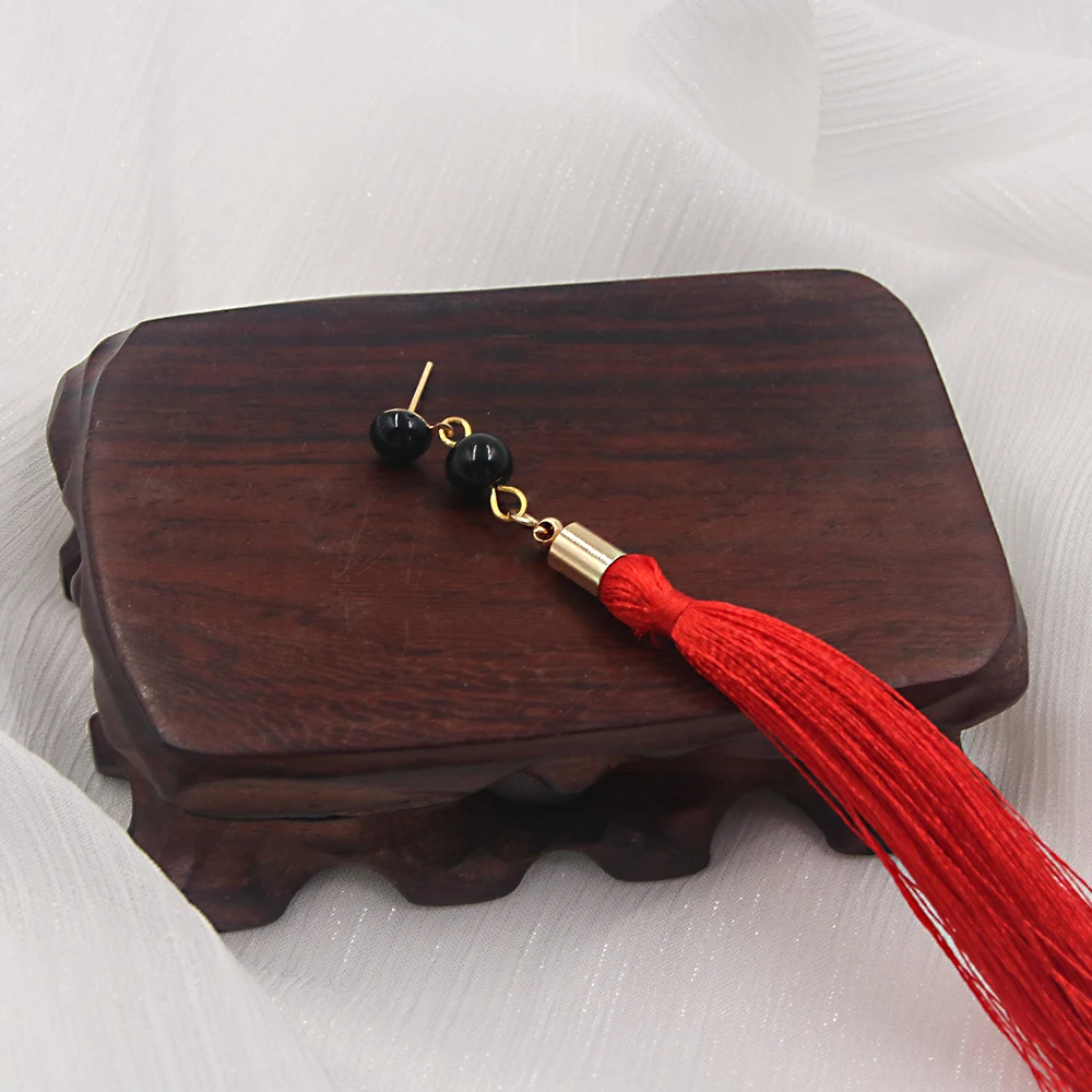 Anime Virtual YouTuber Vox Akuma Red Tassel Earrings Nijisanji EN