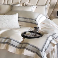 GRADIENT 100% Egyptian Cotton Luxury Embroidery Hotel Style Soft Bedding Set Duvet Cover Bed Sheet Fitted Sheet Pillowcases 4Pcs 1