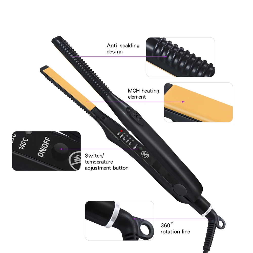 2 In 1 Hair Straightener & Curler Small Flat Iron Ceramic Hair Crimper Corrugation Short Hair Straightening Curling Styling Tool 4