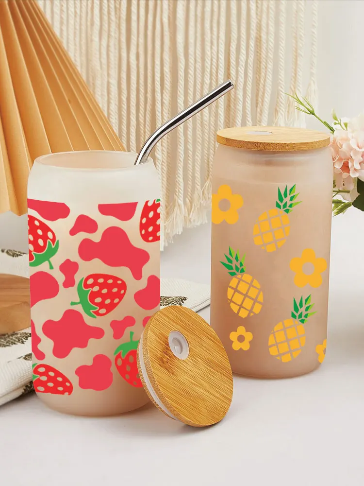 UV DTF Transfer Sticker Pineapple lemon For The 16oz Libbey Glasses Wraps Bottles Cup Can DIY Waterproof Decals D2379