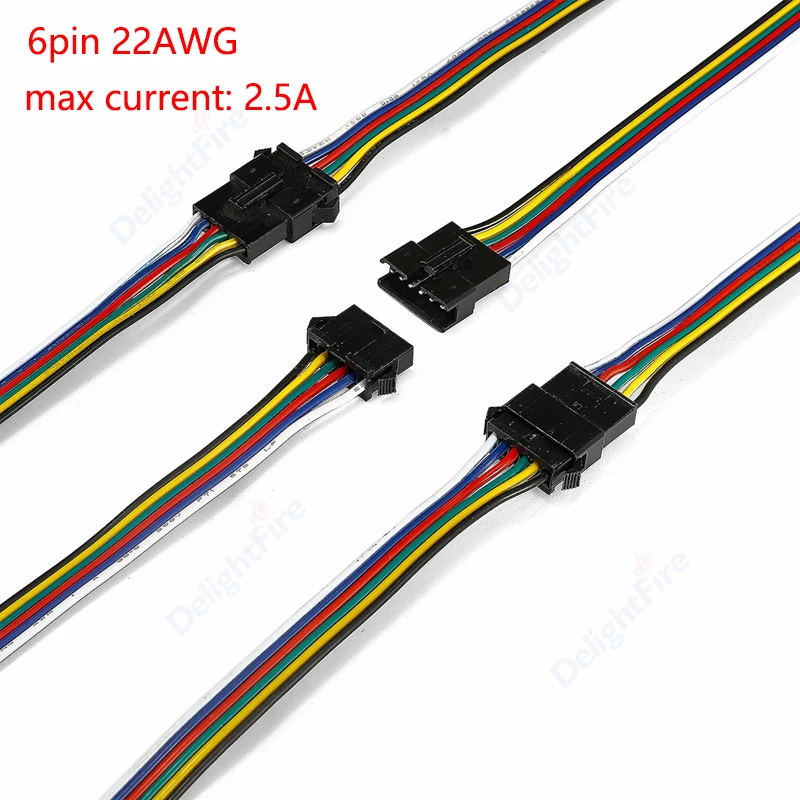 ตัวเลือกสินค้า ตัวเชื่อมสายไฟ LED RGB พร้อม JST หลายพิน