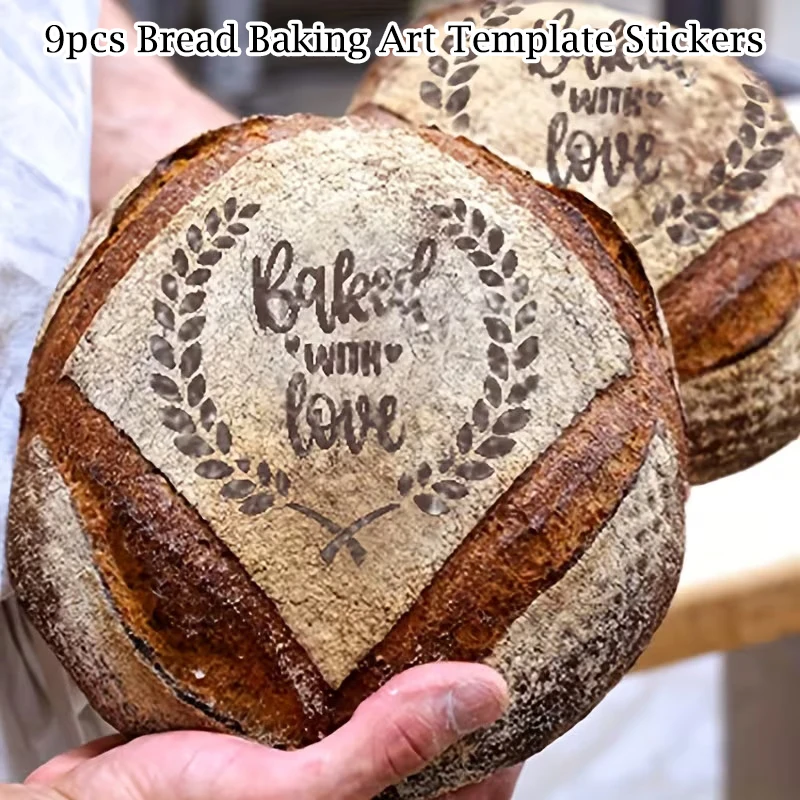 9-teilige wiederverwendbare Brotbackvorlage, 5,9 x 5,9 Zoll, künstlerische Dekoration, Backform für kreative Laibformen – Detail 3