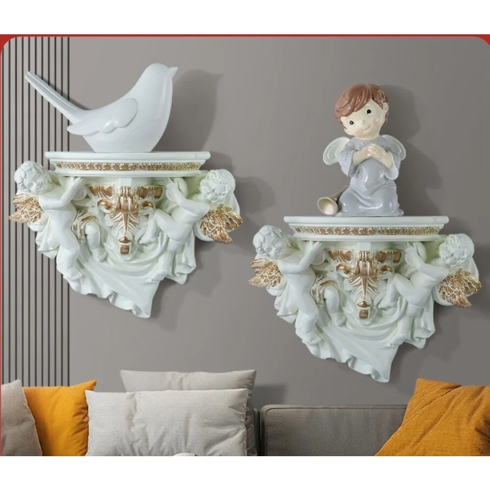 Ange européen créatif résine décoration murale TV décoration murale artisanat étagère partition_voghion.com