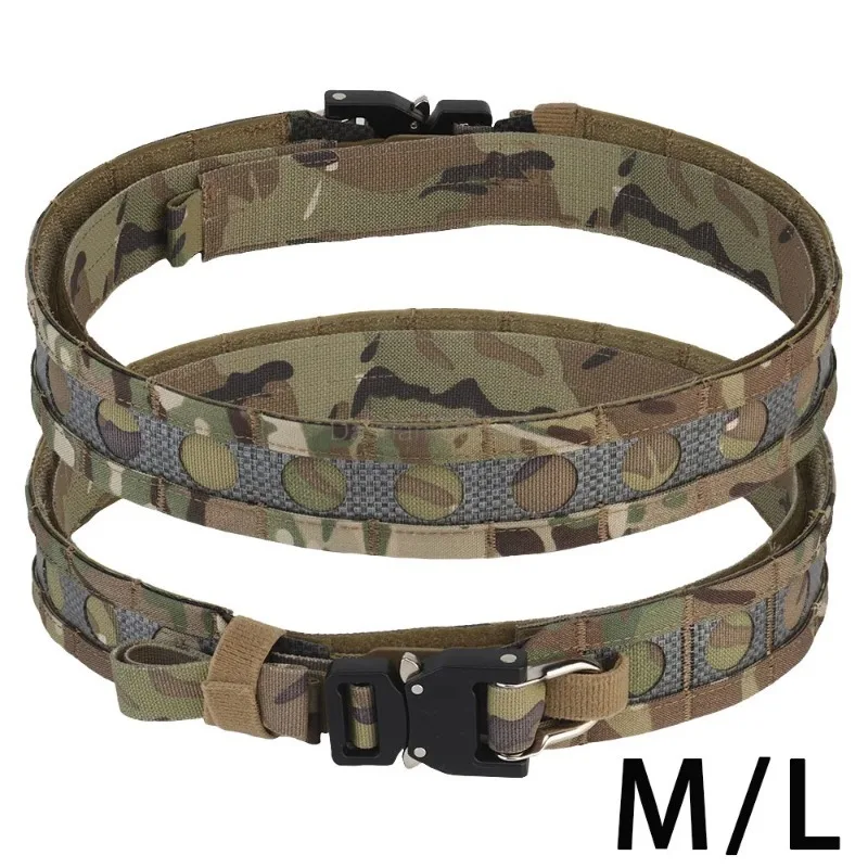 

Nylon Tactcal Bison Belt Battle 2 Layers Waistbelt Quick Detach Metal Bulckle Ferro Style MOLLE Hunting Combat Waistband Gear