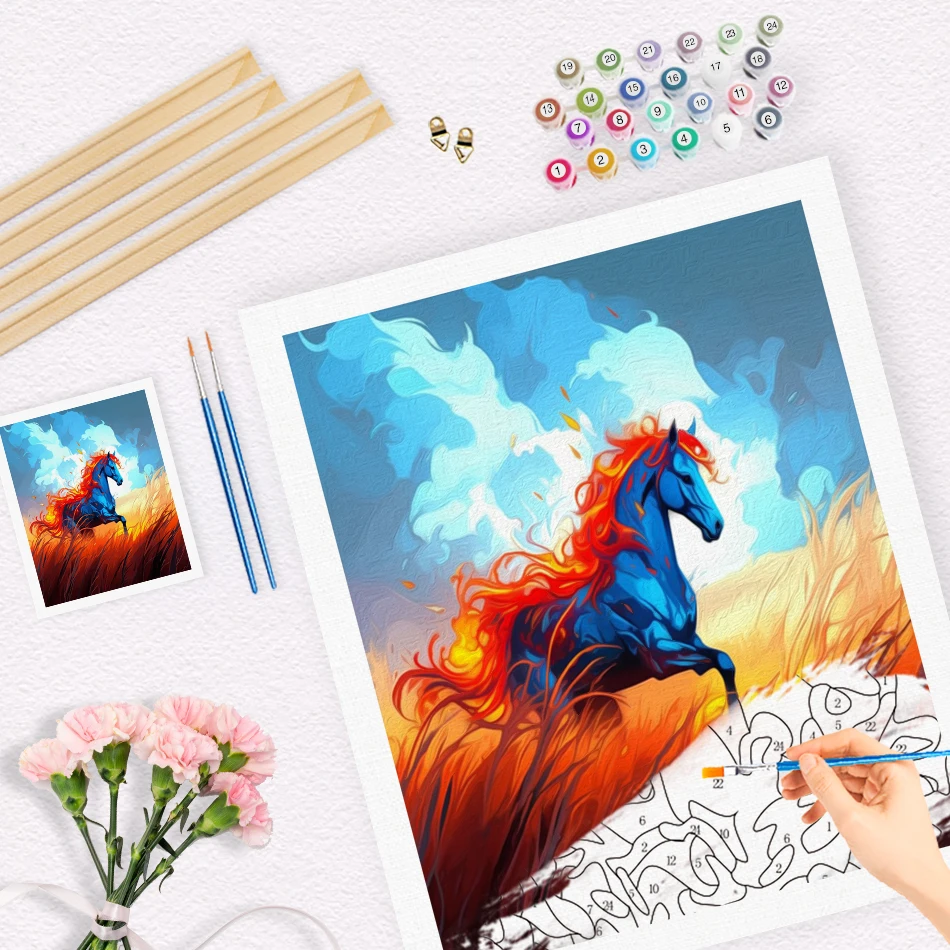 RUOPOTY-Painting By Number Adults Animal Horse Unicorn Abstract Color Oil Painting Modern With Frame Canvas Art Painting Picture